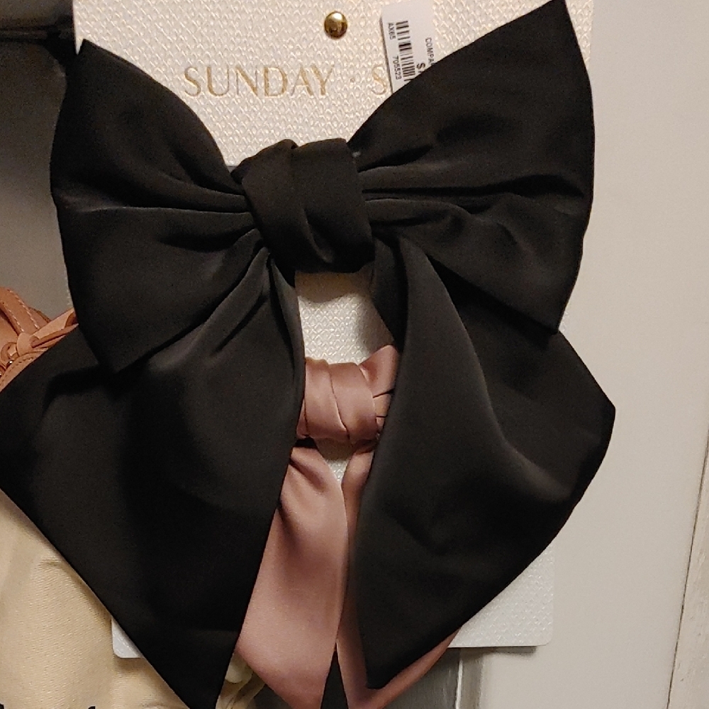 Elegant Black and Mauve Pink Bow Hair Clip